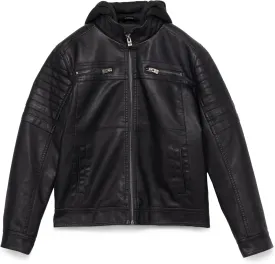 X RAY Teen Faux Leather Jacket for Fall & Winter (S - XL), Kids Outerwear Coat, Motorcycle PU Leather Jacket for Boys