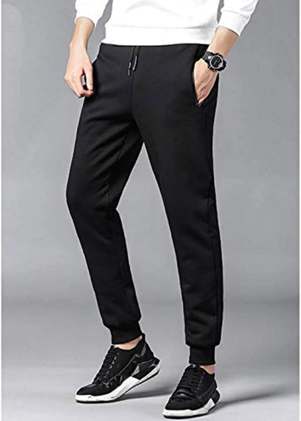 Yeokou Mens Winter Warm Sherpa Lined Active Thermal Jogger Fleece Sweatpants Pant