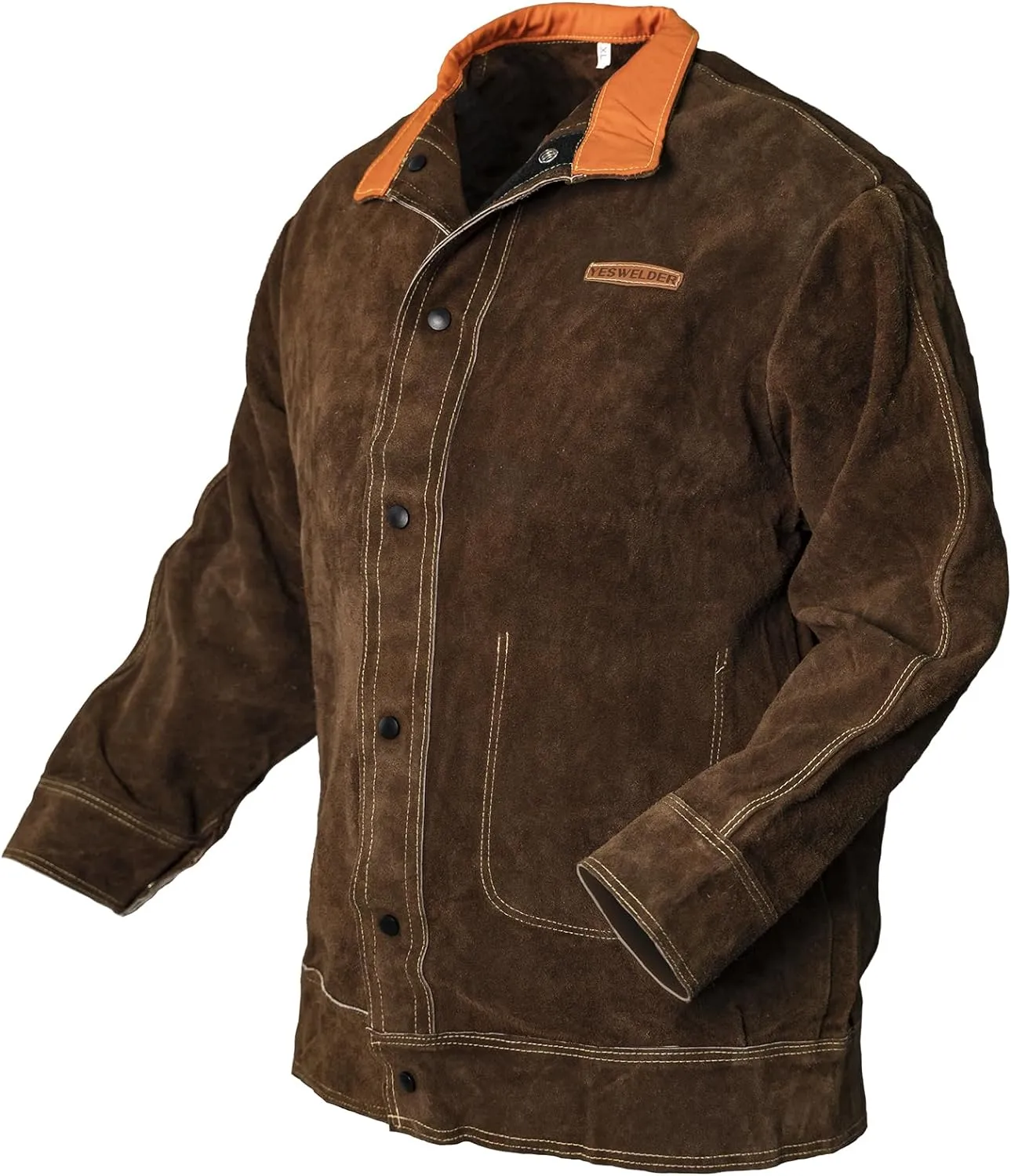 YESWELDER Leather Welding Jacket for Men Women, Heavy Duty welder jacket, Heat Flame Resistant Welding Coat