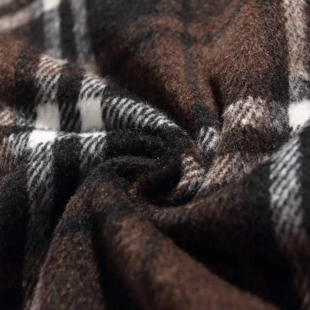 Ylingjun Long Plaid Wool Skirt for Womens Winter Fall High Elastic Waist A Line Flared Pleated Wool Skirts