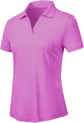 YSENTO Womens Golf Apparel Shirts Clothes V-Neck Tops Collared UPF 50  Dry Fit Short Sleeve Tennis Polo Shirts