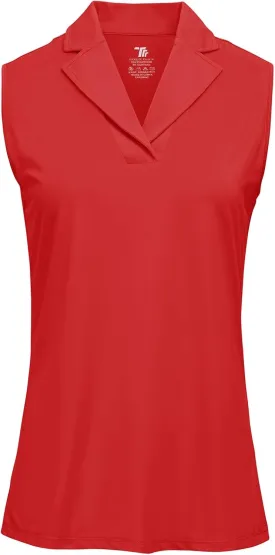 YSENTO Women's Sleeveless Golf Shirts Summer Fashion Cute Polo Tops UPF 50 Dry Fit Lapel Collar V Neck Clothes