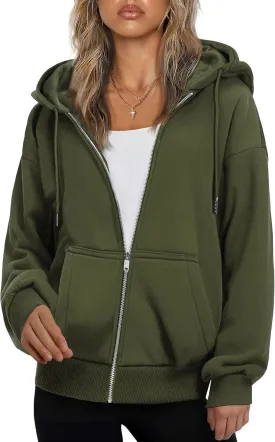 Zeagoo Women's Oversized Zip Up Hoodies Fleece Jacket Casual 2025 Fall Winter Sweatshirts Y2K Hoodies